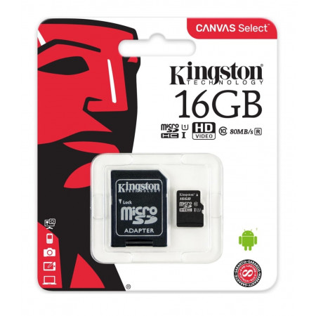 CARTAO MICRO SD 16GB CLASSE 10 80MB/S SDCS KINGSTON