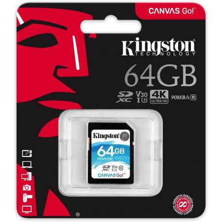 CARTAO SD 64GB CLASSE 10 90MB/S 4K SDG KINGSTON