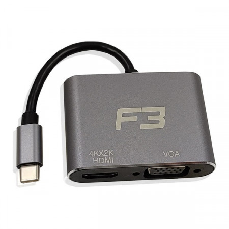 ADAPTADOR USB-C / HDMI / VGA F3 JC-TYC-HDMIVGA