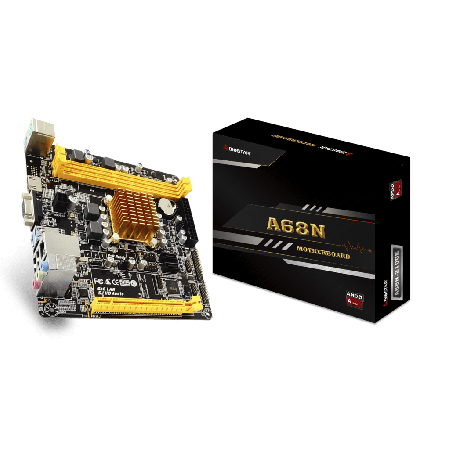 PLACA MÃE BIOSTAR AMD A68N + PROC E1-2150 2DDR3/L USB3 HDMI VGA