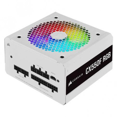 FONTE PC 550W 80 PLUS BRONZE CORSAIR CX550F FULL MODULAR RGB BRANCA - CP-9020225-BR