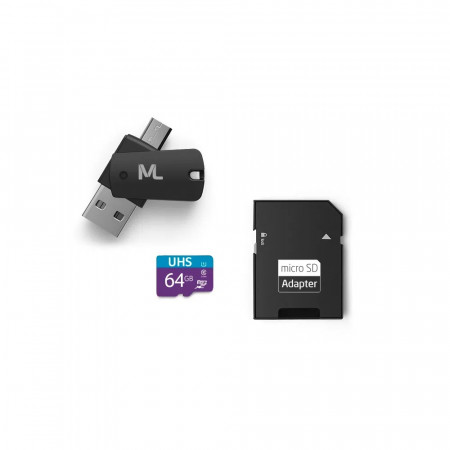 CARTAO MICRO SD 64GB C10 + ADAP USB DUAL MICRO MULTILASER MC152
