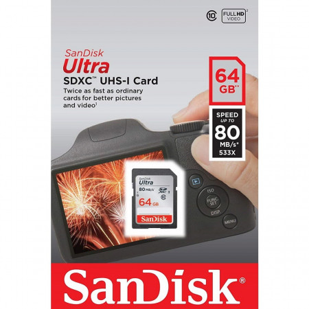 CARTAO SD 64GB CLASSE 10 80MB/S SDXC SANDISK